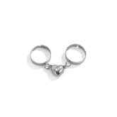 Arzonai 2pcs Silver Couple Magnet Heart Ring for women and Girls